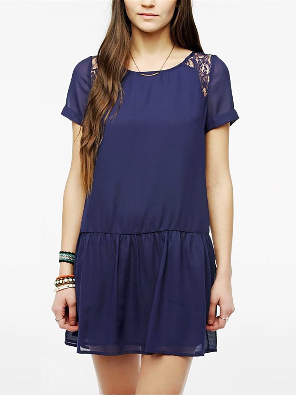 Urban Outfitters Lace Drop Waist Mini Dress – Navy – Size S – NWOT